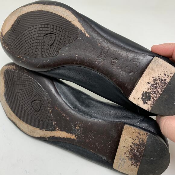 AGL Women's Size 37.5 US 7.5 Patent Cap Ballet Flats Black Round Toe Leather - Picture 5 of 6